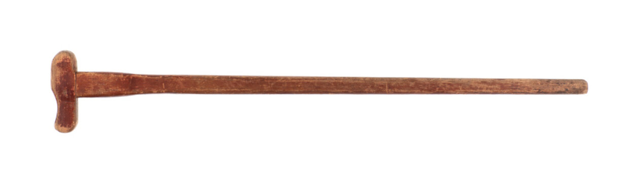 old wooden walking stick isolated on white background