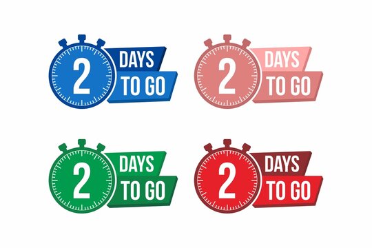 2 Day to go. Countdown timer. Clock icon. Time icon. Count time sale. Vector stock illustration.