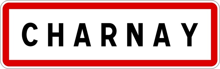 Panneau entrée ville agglomération Charnay / Town entrance sign Charnay
