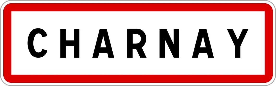 Panneau entr&eacute;e ville agglom&eacute;ration Charnay / Town entrance sign Charnay