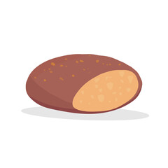 A loaf of a round dark bread, a cut bread icon