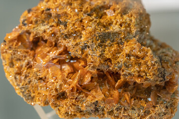 Beautiful mineral wulfenite, background, texture. Soft focus, selective focus