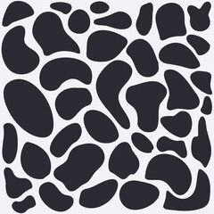 Black and white pattern of abstract spots. Cow print. Vector illustration