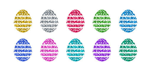 Glitter Easter Eggs Set In Differently Colors
