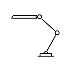 Desk lamp for lighting in the form of a linear sign, office lamp, illustration of a drawing of a lamp. Isolated on white background. Vector graphics