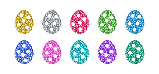 Glitter Easter Eggs Set In Differently Colors