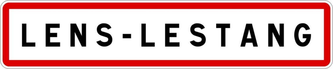 Obraz premium Panneau entrée ville agglomération Lens-Lestang / Town entrance sign Lens-Lestang