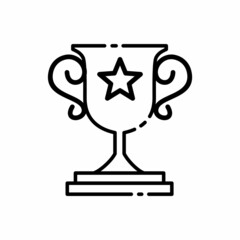 Trophy cup line icon, Vector on white background