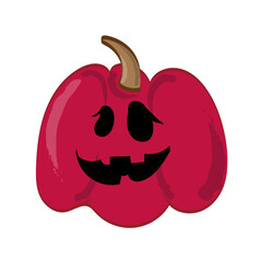 Halloween pumpkin in cartoon style isolated on white background