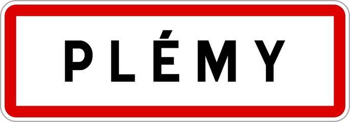 Panneau entrée ville agglomération Plémy / Town entrance sign Plémy