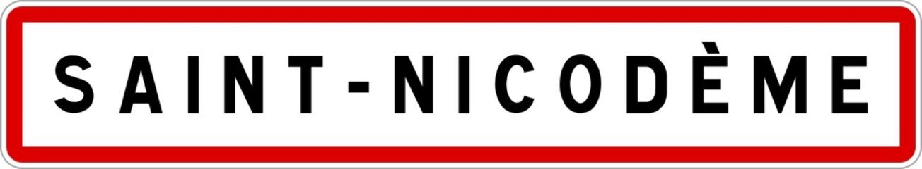 Panneau entrée ville agglomération Saint-Nicodème / Town entrance sign Saint-Nicodème