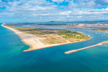 Aerial view of Ilha de Tavira in Portugal