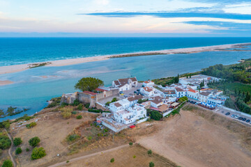 Aerial view of Cacleha Velha village in Portugal