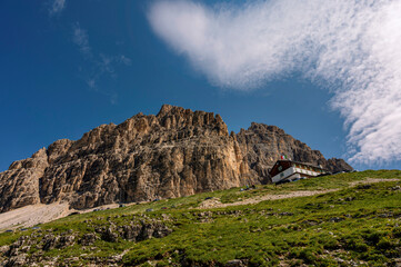 Fototapeta na wymiar Sexten Dolomites of northeastern Italy during sunny summer day