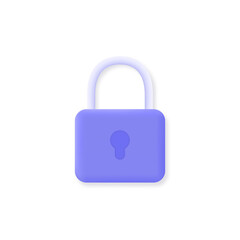 3d lock icon in minimalistic cartoon style. the concept of protection, security, confidentiality.