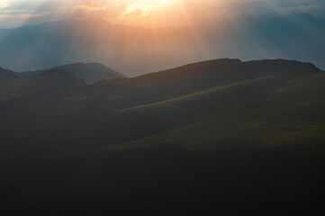 Sunset in Italian Dolomites, Alps. Taken from Seceda mountain