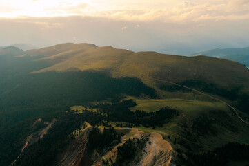 Sunset in Italian Dolomites, Alps. Taken from Seceda mountain