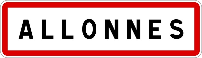 Fototapeta na wymiar Panneau entrée ville agglomération Allonnes / Town entrance sign Allonnes