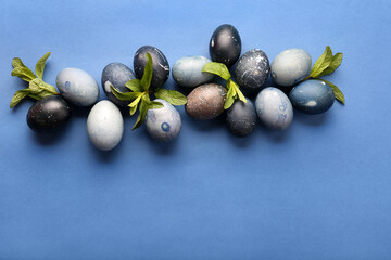 Decorated Easter eggs with place for text