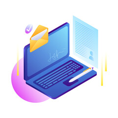 Electronic Documents, online service Illustration. Vector illustration