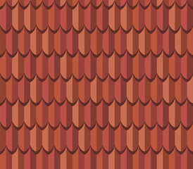 Seamless tile roof. Textured pattern of repeat ceramic rooftop. Clay tiles texture of house covering. Shingles illustration