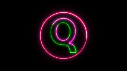 Glowing neon font. pink color glowing neon letter.	