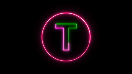 Glowing neon font. pink color glowing neon letter.	