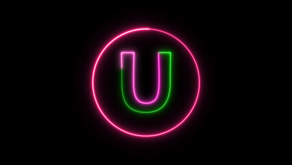 Glowing neon font. pink color glowing neon letter.	