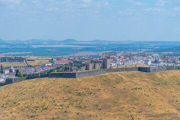 Panorama of Portuguese town Elvas from fort of our lady of the grace