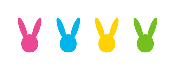 Rabbit Silhouette - Easter Bunny Head - Vector Set
