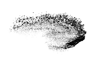 Black grainy texture isolated on white background. Dust overlay. Dark noise granules. Digitally generated image. Vector design elements. Illustration, Eps 10.