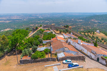 Aerial view of Portuguese town Evoramonte