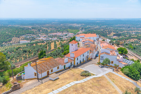 Aerial view of Portuguese town Evoramonte