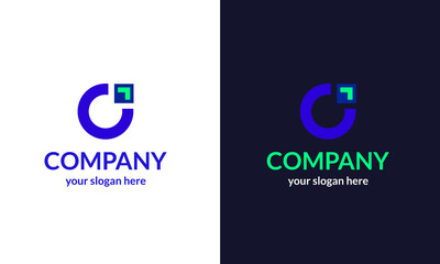 vector sign, Modern Minimal Design. C logo for hi-tech company startup. 