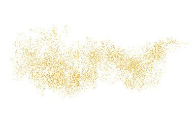 Texture golden crumbs. Gold dust scattering,isolated. Background plume golden. Sand particles grain, sand. Vector.