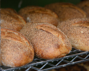 honey bread and freshly baked beer in an artisan bakery