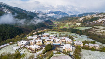 aerial view of orozko countryside town, Spain