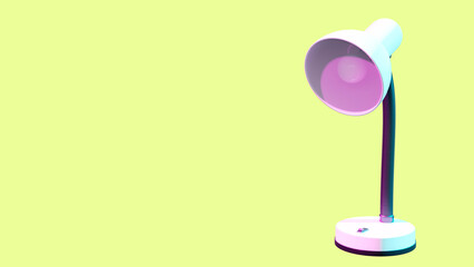 Realistic lamp on a yellow background. 3d render. neon light. stylish trend illustration.