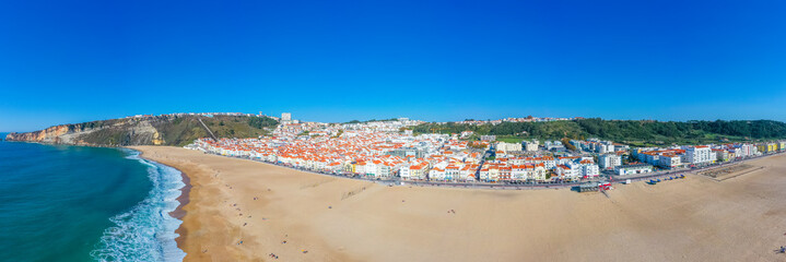Panorama view of Portuguese town Nazare