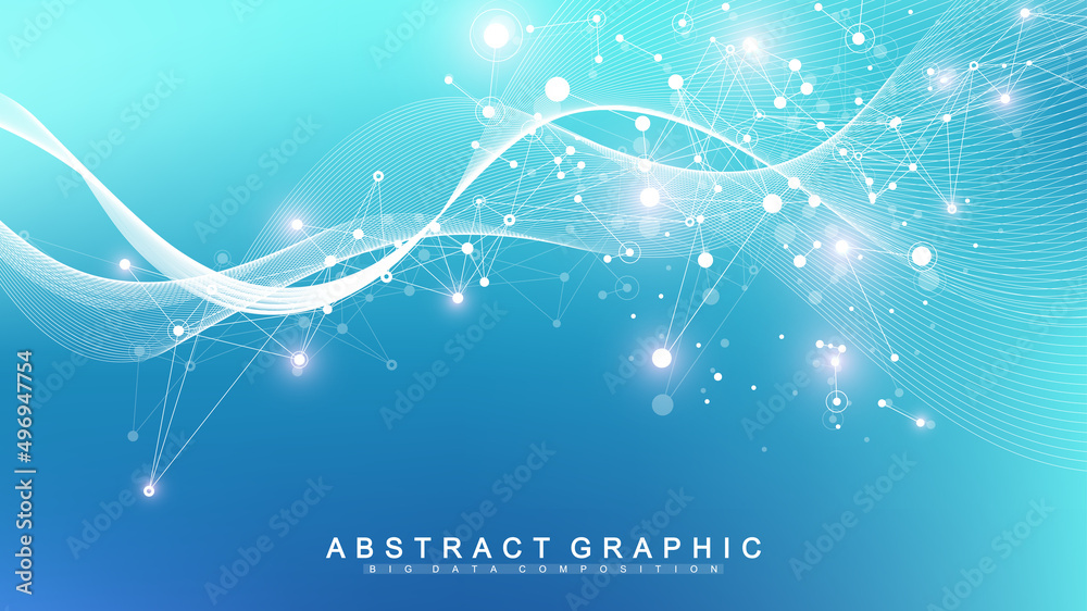 Poster global network connection concept. social network communication in the global business. big data vis