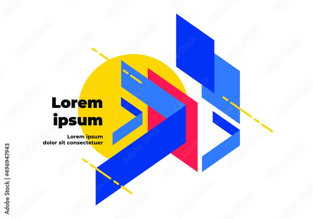 Fototapete geometric abstract graphic background, dynamic geometric shapes compositions, flat and clean style, 