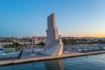 Sunrise view of Padrao dos Descobrimentos - Monument of the Discoveries in Belem, Lisbon, Portugal