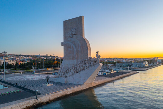 Sunrise view of Padrao dos Descobrimentos - Monument of the Discoveries in Belem, Lisbon, Portugal