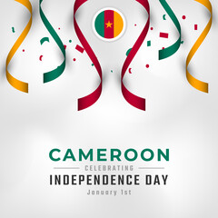 Happy Cameroon Independence Day January 1st Celebration Vector Design Illustration. Template for Poster, Banner, Advertising, Greeting Card or Print Design Element