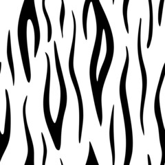 Tiger leather black and white seamless pattern. Vector wild animal skin texture, black stripes pattern on white background. Abstract jungle safari wallpapers.