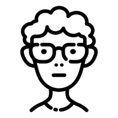 Young Boy With Glasses Avatar Flat Icon Isolated On White Background