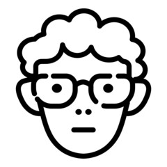 Young Boy With Glasses Avatar Flat Icon Isolated On White Background