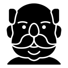 Grandfather Face Avatar Flat Icon Isolated On White Background