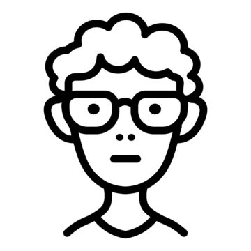 Young Boy With Glasses Avatar Flat Icon Isolated On White Background
