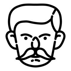 Man User Avatar Face Flat Icon Isolated On White Background